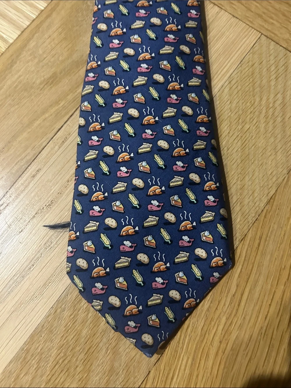 Boy’s Navy Novelty Silk Tie with Multicolor Pattern vineyard vine